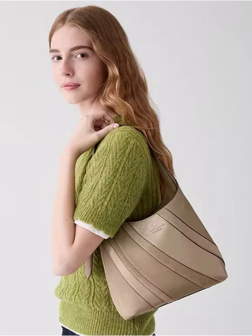 ♠️Kate Spade New York 454 Mixed Material Small Shoulder Bag, Timeless Taupe NWT